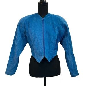 DANIER Leather Sport blue suede rare retro vintage 80’s 90’s bolero jacket Sz S